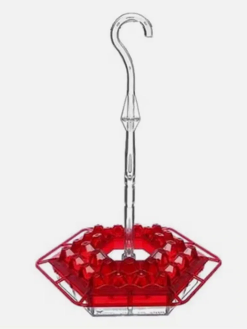 Red Crystal Hexagon Bird Feeder with Clear Hanger